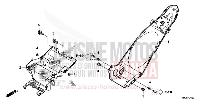 GARDE-BOUE ARRIERE de NC750SA GRAPHITE BLACK (NHB01) 2014
