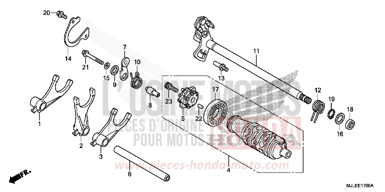 BARILLET DE SELECTION (NC750S/SA) de NC750SA SEAL SILVER METALLIC (NHA14) 2014