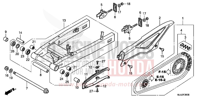 BRAS OSCILLANT de NC750SA SEAL SILVER METALLIC (NHA14) de 2014