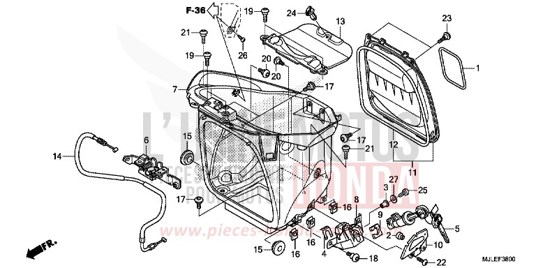 COMPARTIMENT A BAGAGES de NC750SA SEAL SILVER METALLIC (NHA14) 2014