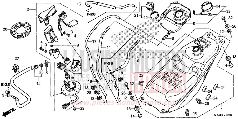 RESERVOIR A CARBURANT/POMPE A CARBURANT de NC750S CANDY PROMINENCE RED (R342) 2017
