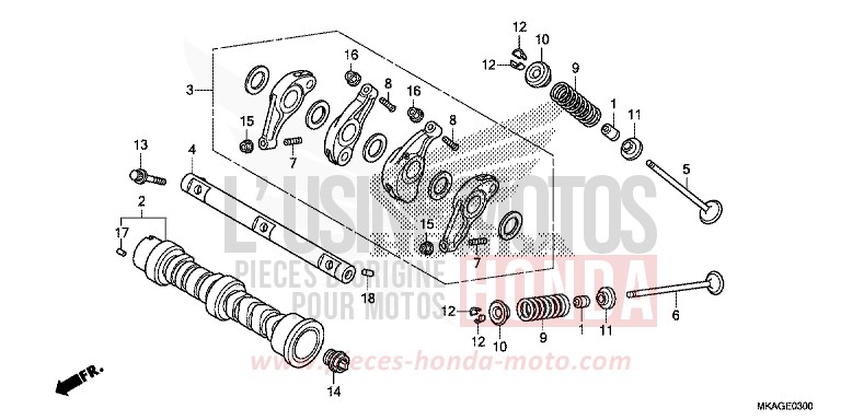 ARBRE A CAMES/SOUPAPE de NC750S GRAPHITE BLACK (NHB01N) de 2018