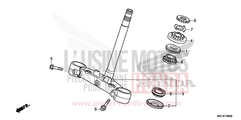 TIGE DE DIRECTION de NC750S CANDY CHROMOSPHERE RED (R381) de 2019