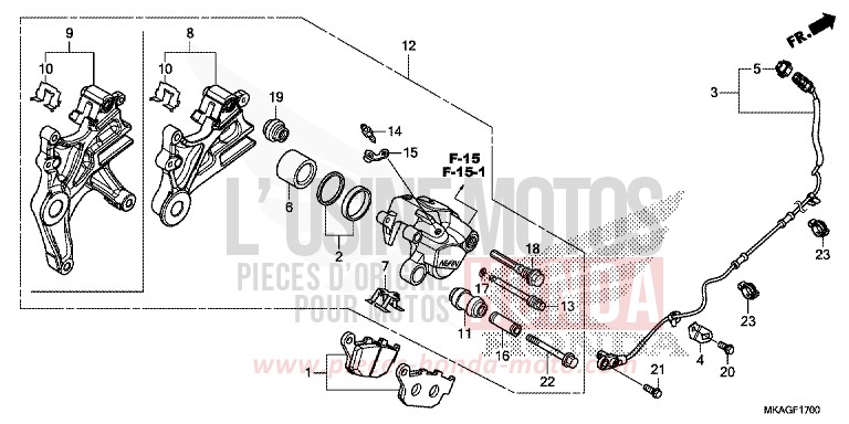 ETRIER DE FREIN ARRIERE de NC750S VICTORY RED (R334) 2016