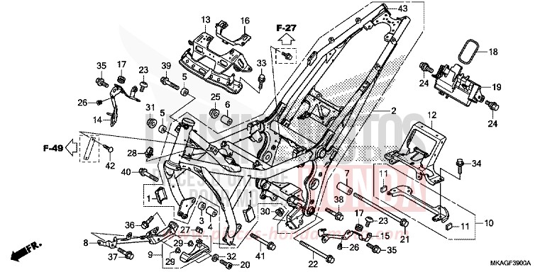 CARROSSERIE DE CHASSIS de NC750S GRAPHITE BLACK (NHB01K) 2017