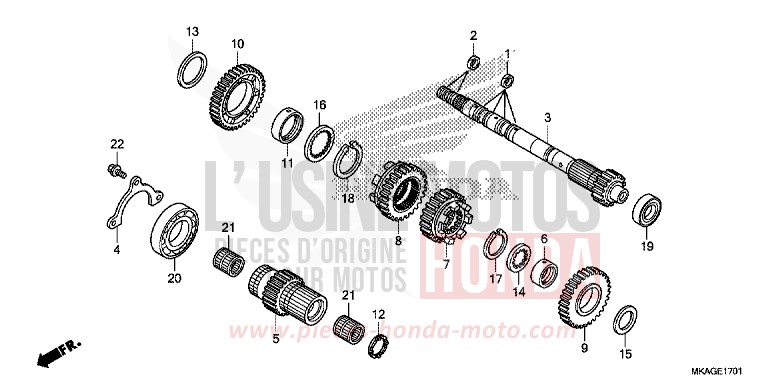 BOITE DE VITESSES (ARBRE SECONDAIRE) (NC750SD) de NC750S MAT GUNPOWDER BLACK METALLIC (NH436E) de 2017