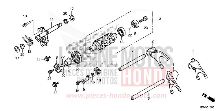 BARILLET DE SELECTION de CB1000R HYPER RED (R348B) de 2015
