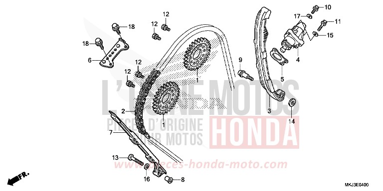 CHAINE A CAMES/TENDEUR de CB1000R CANDY CHROMOSPHERE RED (R381) 2018