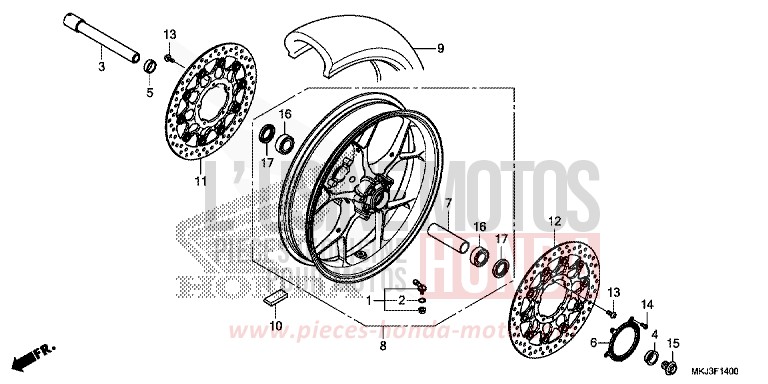 ROUE AVANT de CB1000R CANDY CHROMOSPHERE RED (R381) 2018