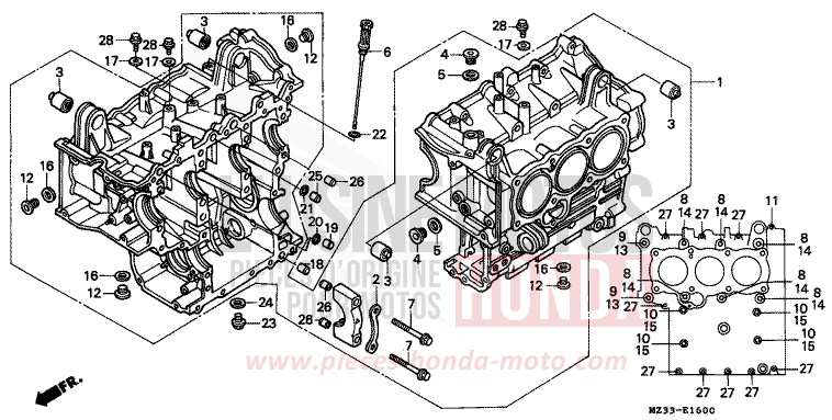 BLOC-CYLINDRES (1) de Goldwing PHANTOM GRAY METALLIC (NH215) de 1993