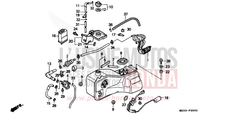 RESERVOIR A CARBURANT de Goldwing PHANTOM GRAY METALLIC (NH215) 1993