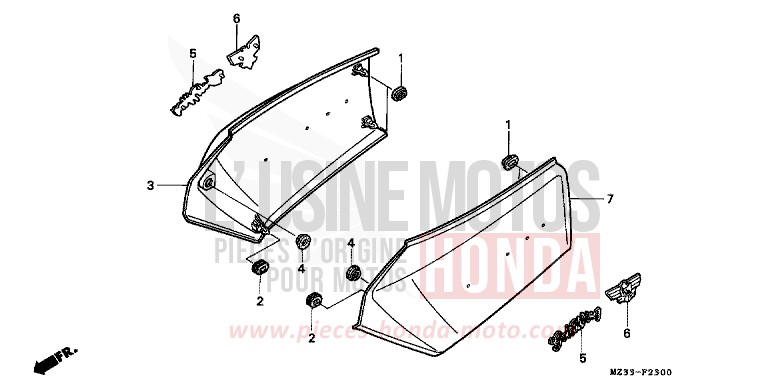 COUVERCLE LATERAL de Goldwing PHANTOM GRAY METALLIC (NH215) de 1993