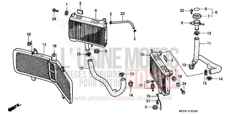 RADIATEUR de Goldwing PHANTOM GRAY METALLIC (NH215) 1993