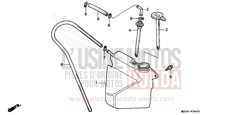 RESERVOIR DE RESERVE de Goldwing PHANTOM GRAY METALLIC (NH215) de 1993