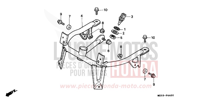 SOUTIEN DE CAPOT de Goldwing PHANTOM GRAY METALLIC (NH215) de 1993