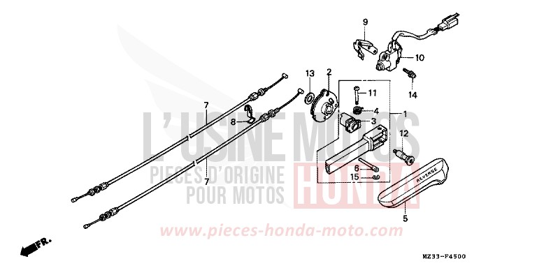 BARRE RENVERSEMENT MARCHE de Goldwing PHANTOM GRAY METALLIC (NH215) de 1993