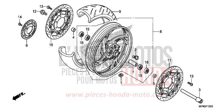 ROUE AVANT de CB1000R HYPER RED (R348B) de 2015