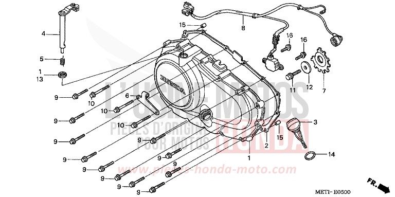 PANNEAU CARTER-MOTEUR D. de CBF500 EMERGENCY RED METALLIC (R311) de 2006