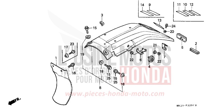GARDE-BOUE ARRIERE de XR600R SHASTA WHITE (NH138H) de 1992