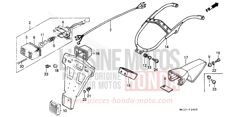 FEU ARRIERE de XR600R SHASTA WHITE (NH138H) de 1992