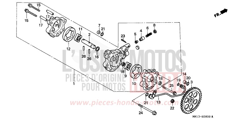 POMPE A HUILE de XR600R FIGHTING RED (R134) de 1993