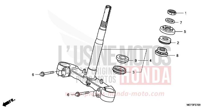 TIGE DE DIRECTION de SW-T400 SWORD SILVER METALLIC (NHA95) 2009