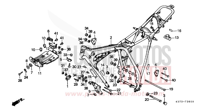 CARROSSERIE DE CHASSIS de XL125S MONZA RED (R110) 1980