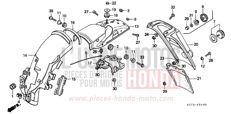 GARDE-BOUE ARRIERE de XL125S TAHITIAN RED (R23) 1981