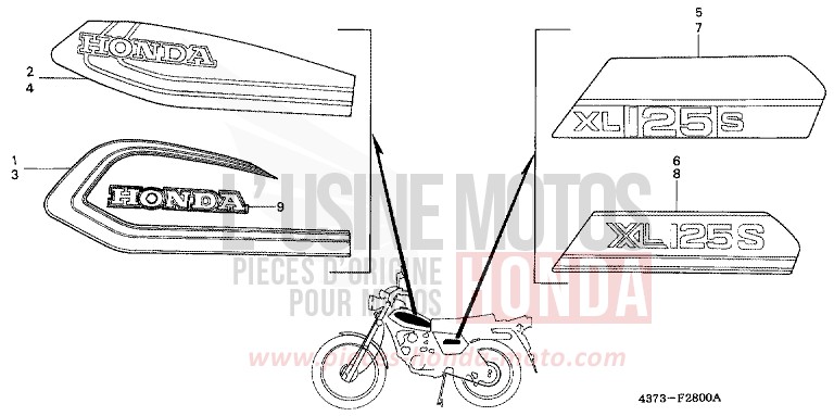 RAYURE/EMBLEME (XL125SZ/A-CM) de XL125S CERAMIC WHITE (NH24) 1979