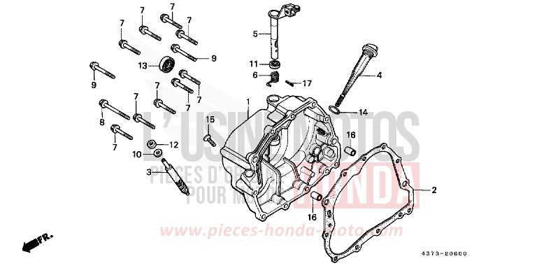 PANNEAU CARTER-MOTEUR D. de XL125S MONZA RED (R110) 1979