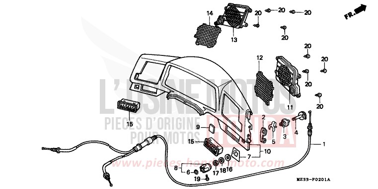 TABLEAU DES COMPTEURS (GL1500SEP/SER/SES/SET) de Goldwing PEARL GLACIER WHITE (NH326E) 1996