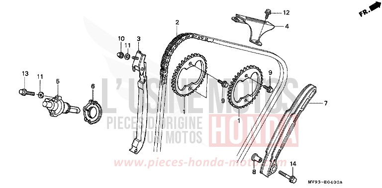 CHAINE A CAMES/TENDEUR (1) de CBR600F BLACK (NH1E) de 1992