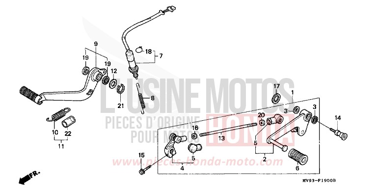 PEDALE DE FREIN/PEDALE DE CHANGEMENT de CBR600F ROSS WHITE (NH196K) 1992