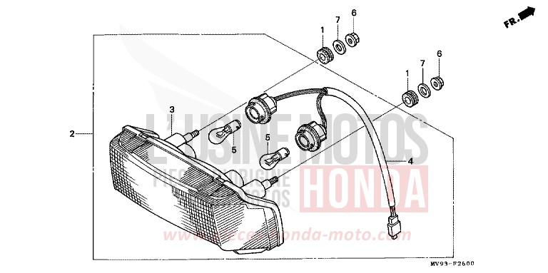 FEU ARRIERE de CBR600F PURE RED (R158I) de 1993