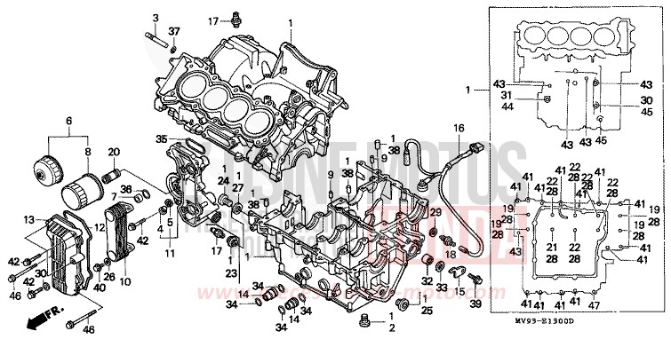 JEU DE CARTER MOTEUR de CBR600F ROSS WHITE (NH196IA) de 1993