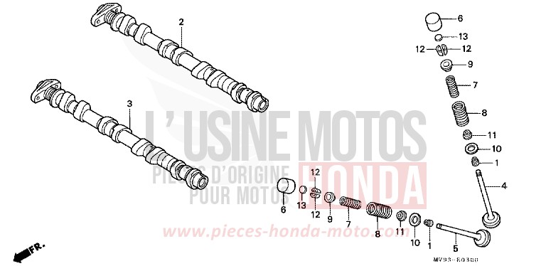 ARBRE A CAMES/SOUPAPE de CBR600F ROSS WHITE (NH196K) de 1994