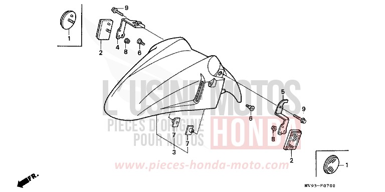 AILE AVANT de CBR600F ROSS WHITE (NH196K) de 1994