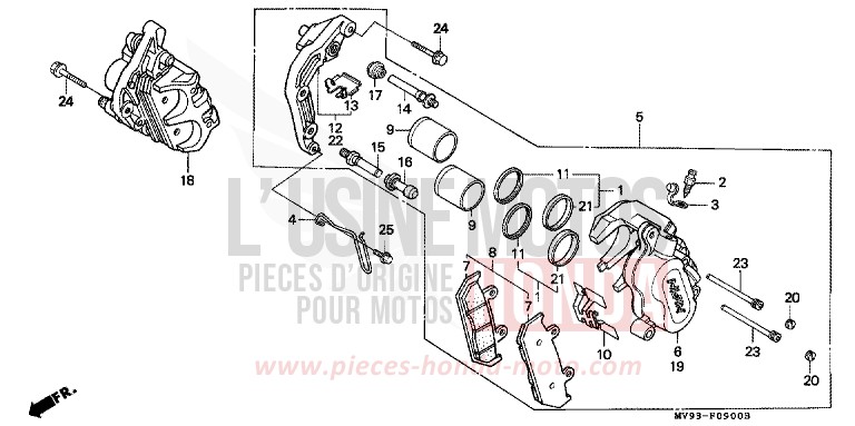 ETRIER DE FREIN AVANT de CBR600F SPARKLER BLACK PEARL (NH343K) 1994
