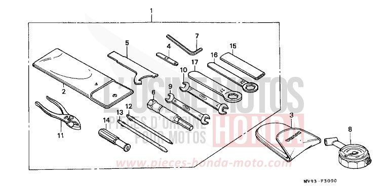 OUTILS de CBR600F SPARKLER BLACK PEARL (NH343K) de 1994