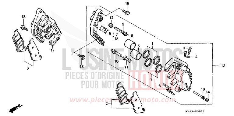 ETRIER DE FREIN AVANT (CBR600FS/3F/T/3T/SET) de CBR600F NOIR (NH1K) de 1995