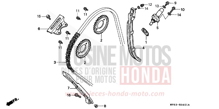 CHAINE A CAMES/TENDEUR (2) de CBR600F ROSS WHITE (NH196K) de 1995