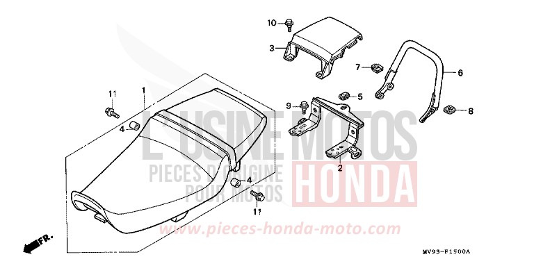 SIEGE/MOULURE DE SIEGE de CBR600F SPARKLING RED (R127D) de 1995