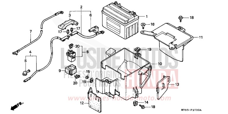 BATTERIE/BOITIER DE BATTERIE de CBR600F SPARKLING RED (R127D) 1995