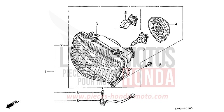 PROJECTEUR de CBR600F NOIR (NH1H) de 1996