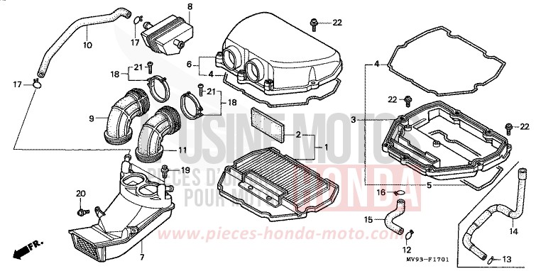 FILTRE A AIR (CBR600FS/3S/T/3T/SET) de CBR600F NOIR (NH1K) 1996
