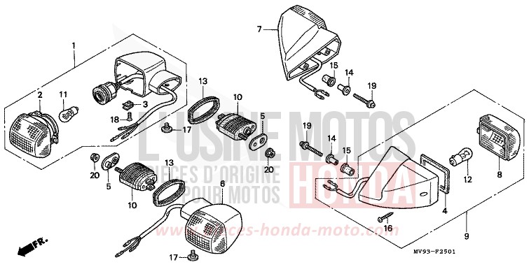 CLIGNOTANT (CBR600FS/3S/T/3T/SET) de CBR600F NOIR (NH1K) 1996