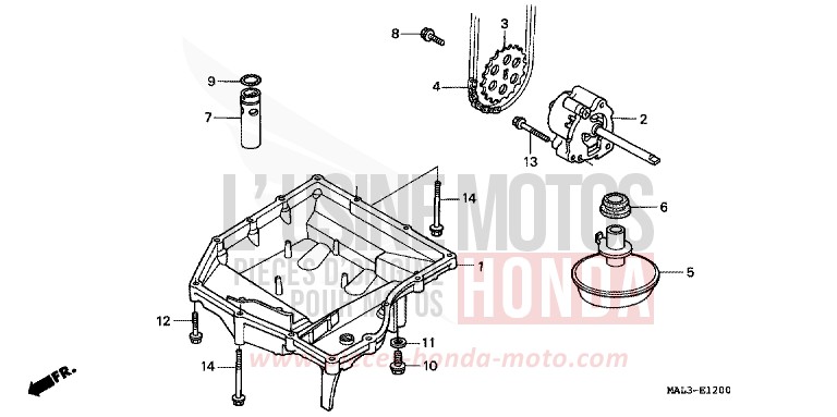 CARTER D'HUILE/POMPE A HUILE de CBR600F NOIR (NH1N) 1997