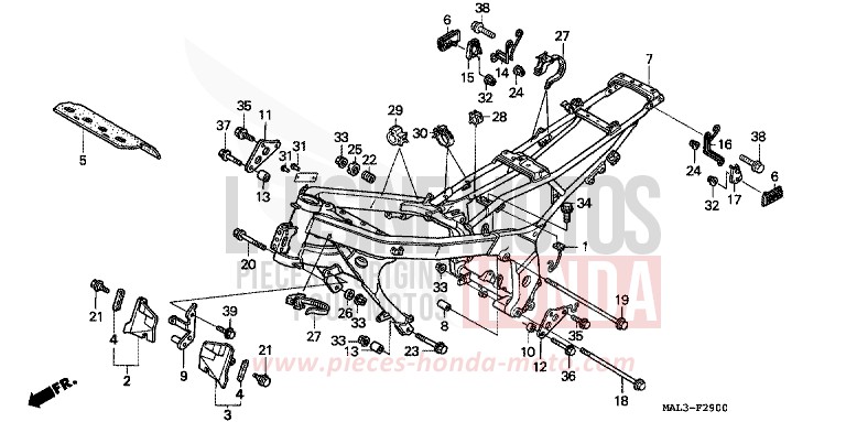 CARROSSERIE DE CHASSIS de CBR600F NOIR (NH1N) 1997