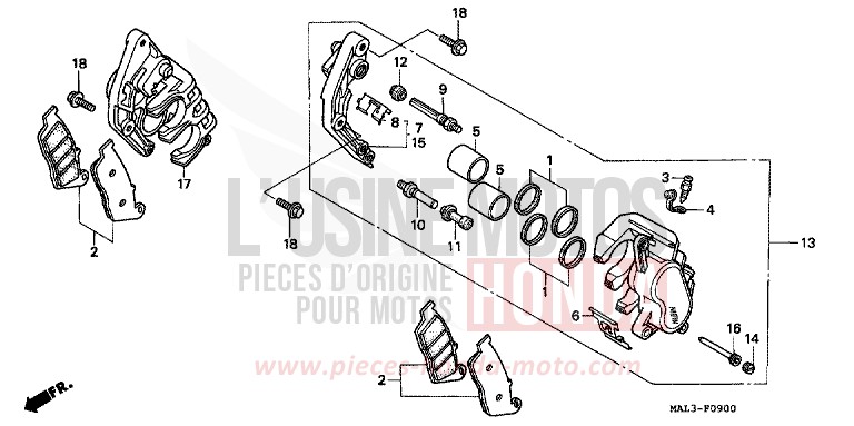 ETRIER DE FREIN AVANT de CBR600F HEAVY GRAY METALLIC-U (NH194O) de 1997