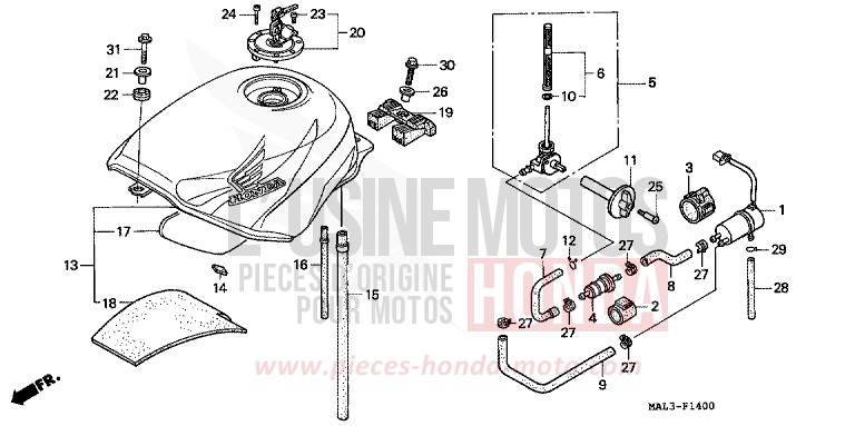 RESERVOIR A CARBURANT de CBR600F HEAVY GRAY METALLIC-U (NH194O) 1997